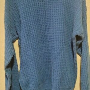 Men's Classic Blue Waffle Knit Crewneck Sweater